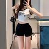 Women's High Waist Elastic Hot Pants: Summer 2024 Korean Style, Lace-Up, Black, Versatile & Spicy.