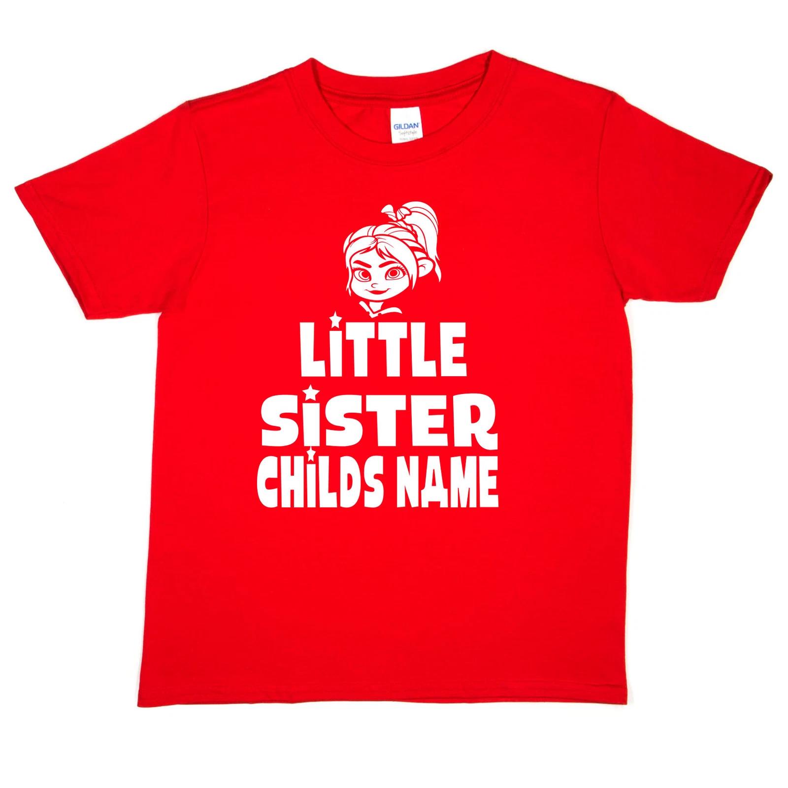 Kids Customised Birthday Funny Tee Little Sister T-Shirt Child s Name Girls Gift M