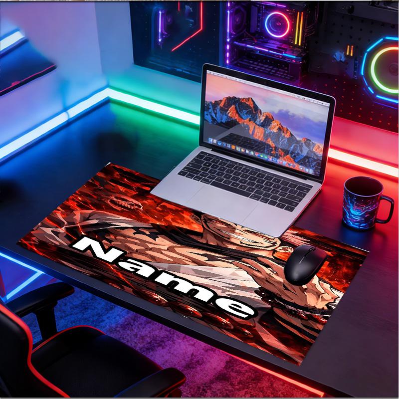 Personalizowana podkładka pod mysz z motywem Jujutsu Kaisen z imieniem, Mata na biurko do laptopa PC, Dekoracyjna mata na biurko do domu, Podkładka pod klawiaturę, Prezent