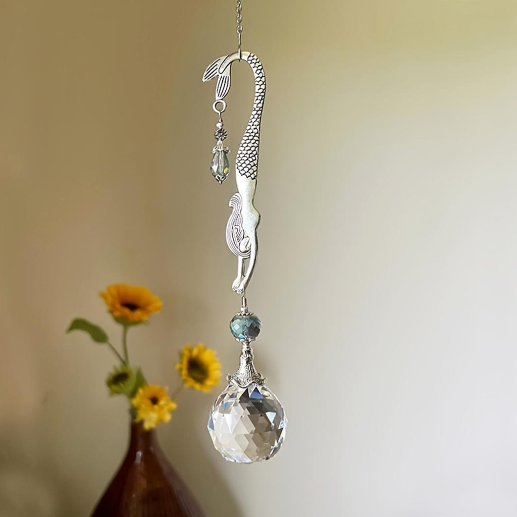 1Pc Elegant Mermaid Crystal Dream Catcher, Suitable for Balcony Decoration, Garden Arrangement, Window Display, and Various Occasions - an Ideal