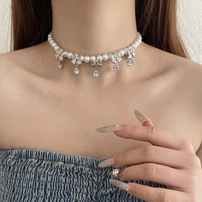 

Meier Pearl zircon necklace - unique y2k chic choker for women