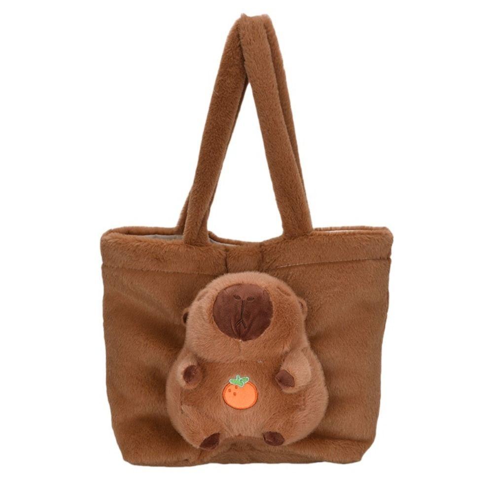 Korean Style Plush  Doll Tote Bag Large Capacity Fluffy Shoulder Bag Fashion Kid Schoolbag  Travel