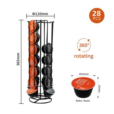 Обертовий тримач для кавових стручків на 24 чашки для Dolce Gusto Капсульний дисплей Стелаж для капсул Нержавіюча сталь Башта Стенд Полиці для зберігання 2021