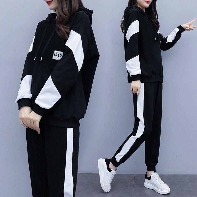Conjunto de Ropa Deportiva para Mujer de Talla Grande - Moda Otoño 2022 Ajuste Holgado Dos Piezas