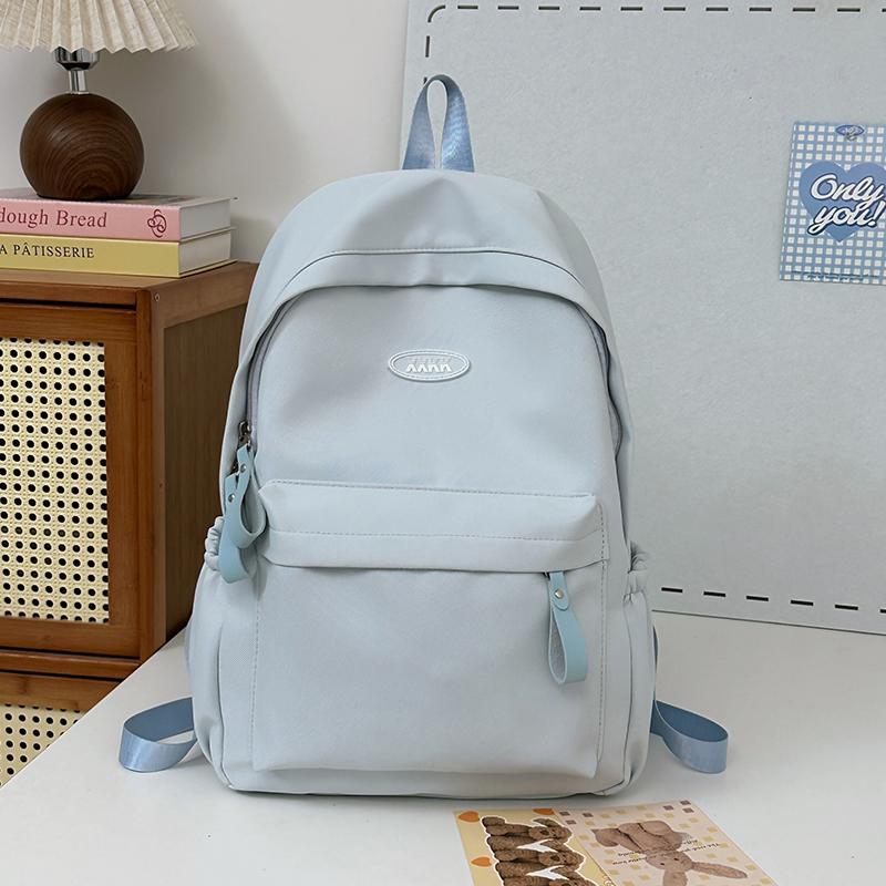 Solid Color Student School Bag Women's Large Capacity Backpack Campus Backpack