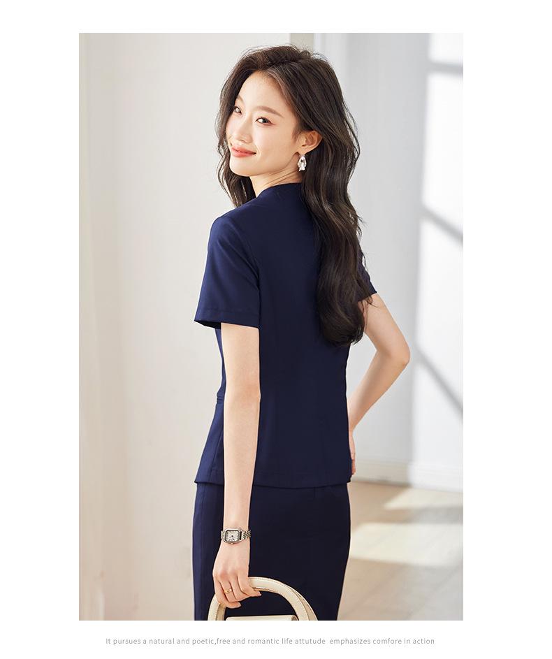 Professional Women's Short-Sleeved Skirt Suit for Hotel and Jewelry Store Front Desk Manager Summer Uniform