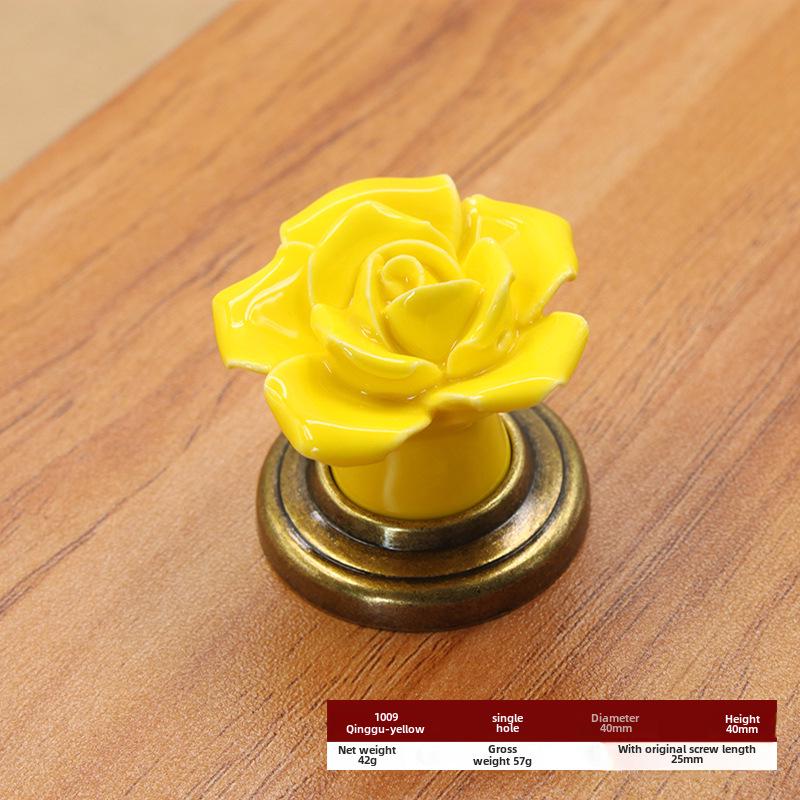 

Ручка для шкафа из розовой керамики - современный пасторальный стиль, одно отверстие для ящика, гардероба или двери