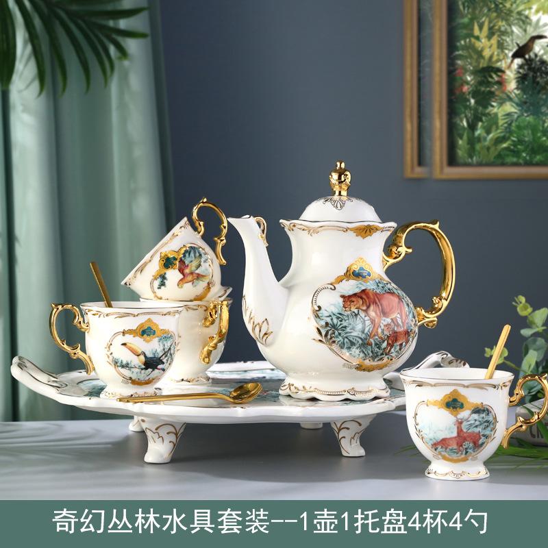 English Complete Set Of Coffee Set Creative Household Flower Tea Afternoon Tea Ceramic Tea Set Coffee Cup Saucer