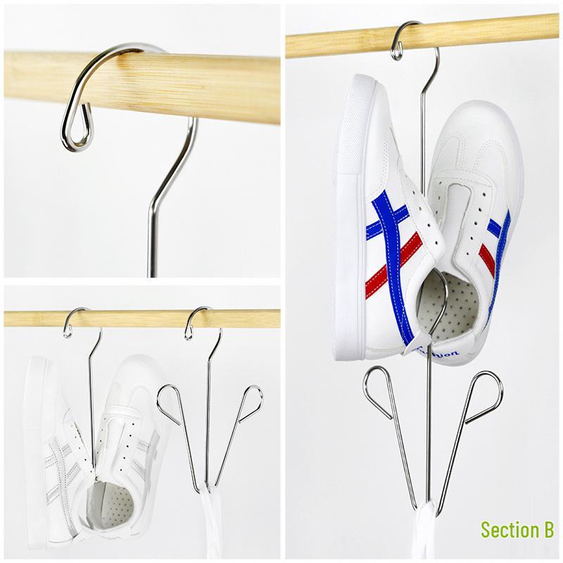 Stainless Steel Outdoor Shoe Rack: Multifunctional Drying and Hanging Solution for Balcony or Dormitory.