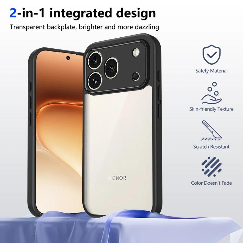 Four-corner Airbag Shockproof Transparent PC Case for Honor 600 Pro 600 Lite Matte Silicone Bumper Lens Camera Protector Cover