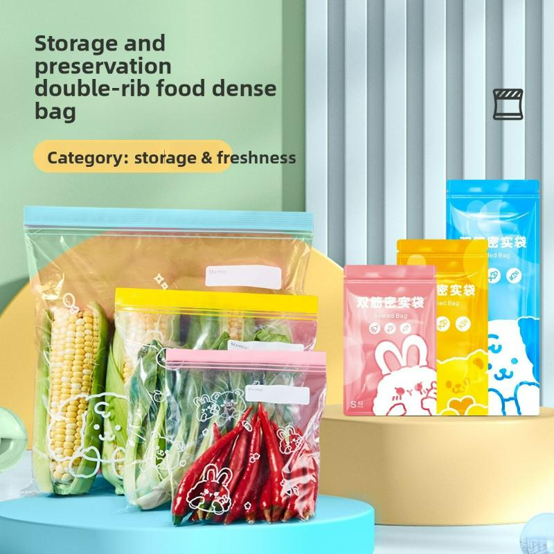 40Pcs Refrigerator Frozen Fresh-keeping Bag Household Food Grade Kitchen Storage Bag Sealed Bag Food Self-sealing Bag