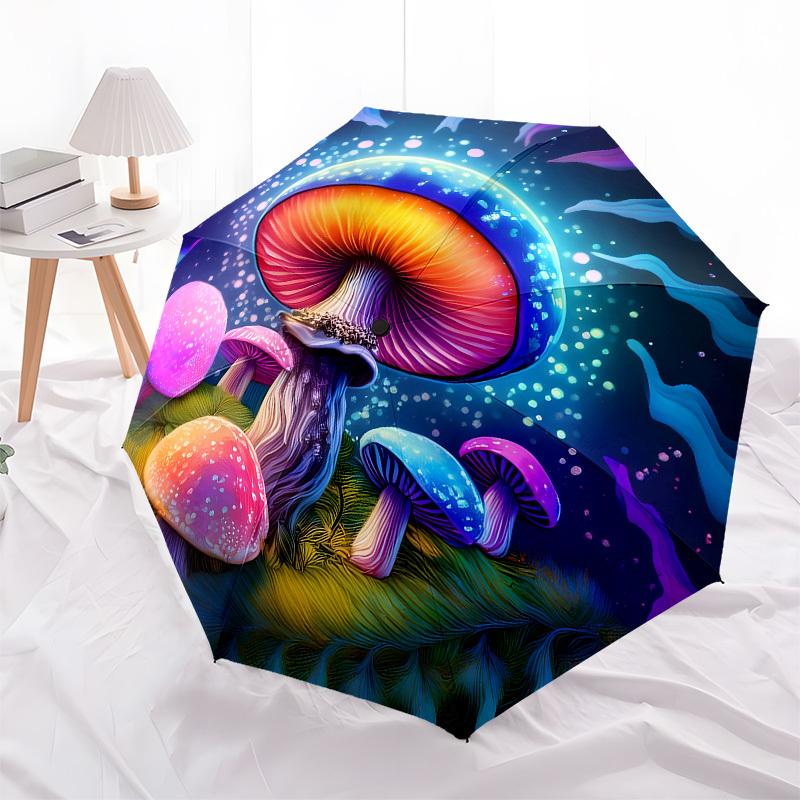 1pc Psychedelic Mushroom Fantasy Umbrella with Plastic Handle,Suitable for All Seasons Home Travel Outdoor UmbrellaB1669