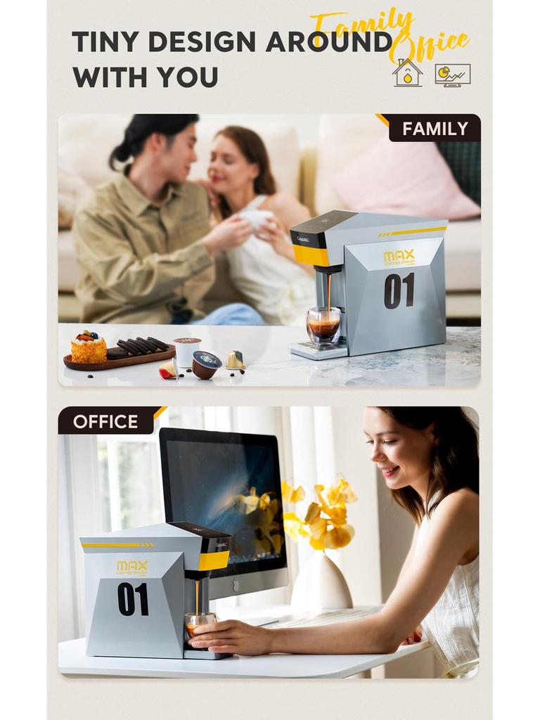 Aparat de cafea Smart Touch: Pornire cu o singură tastă, Multi-arome, Capsule americane și italiene