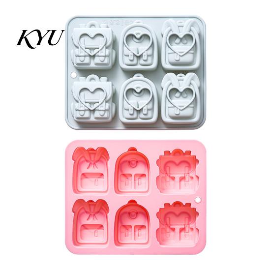 Durable Ice Cube Tray Backpack Silicone Mold, 6 Cavity School Bag Shape Baking Tool, Food Grade Mold Flexible for Chocolate And Fondant Jelly Desserts