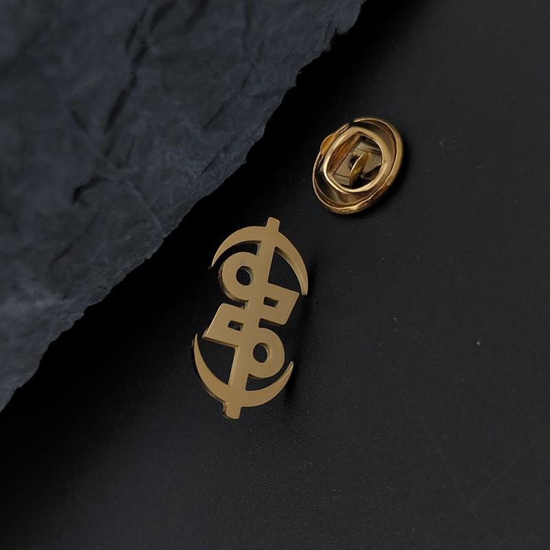 

Creative Gold Coin Symbol Men s Brooch Cufflinks Suit Dress Accessories Personalized Versatile Clothing 14k