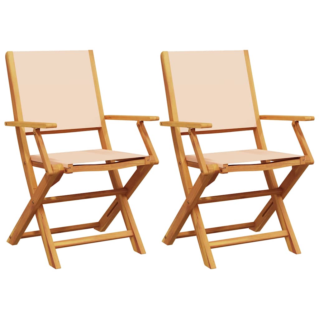 Garden Chairs 2 pcs Beige Solid Acacia Wood & Fabric