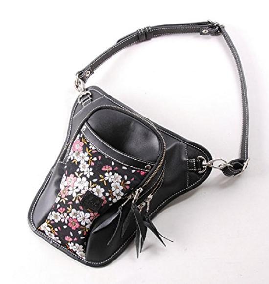 Degner Hanayama Motorcycle Holster for Neatly Holding a Long Wallet Bag, Kyozakura, Black, W-39K,