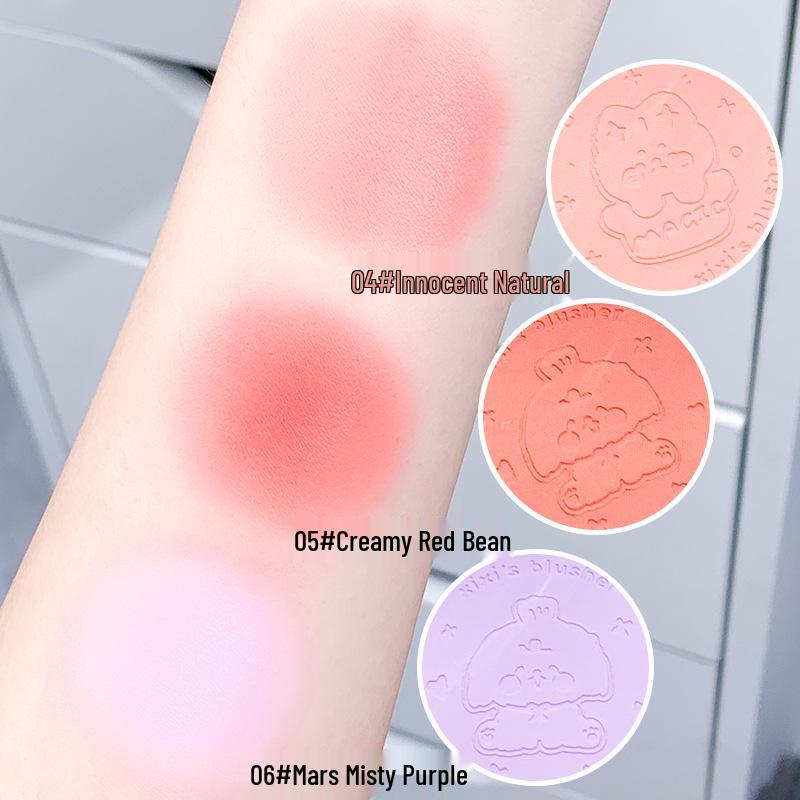 XIXI Doll Baby Atmosphere Blush: Natural Whitening, Delicate Texture, Pigmented Powder for a Girlish Complexion.