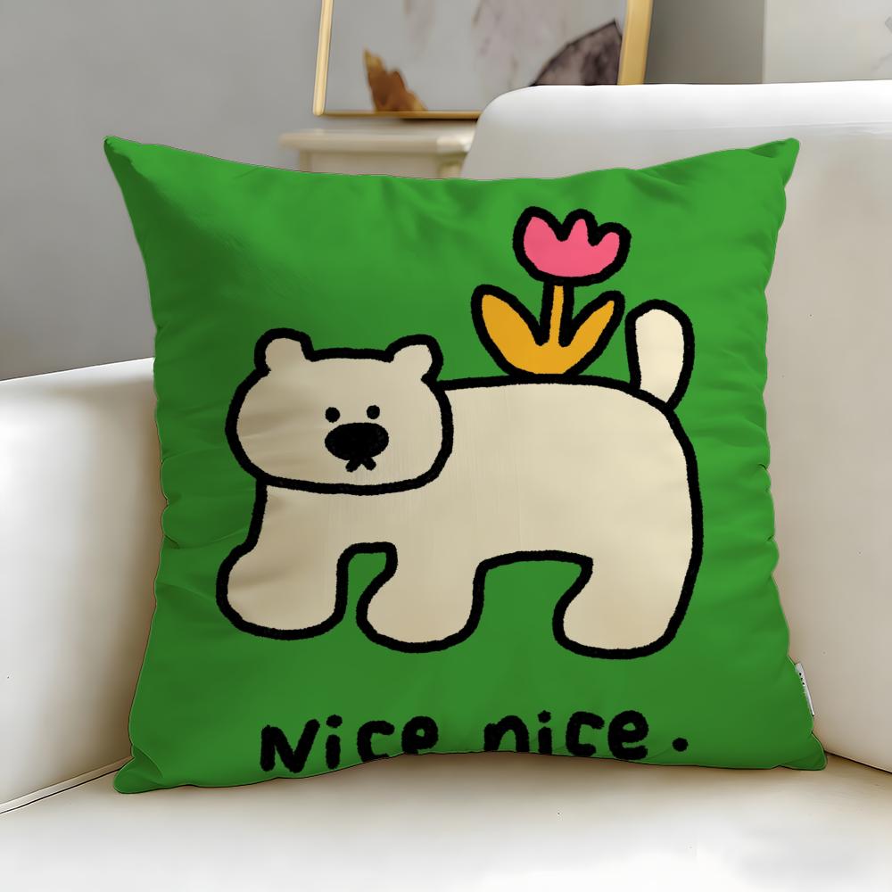 classic cartoon Happy Dog Cushion Cover Soft & Easy-Wash Pillow Case – Versatile for Couch, Bed, Travel and Office
