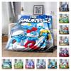 The Smurfs Cartoon Papa Smurf Smurfette Character Print Soft Flannel Throw Blanket Lightweight Warm Sofa Couch Bed Home Decor Cover Kids Cartoon Fans