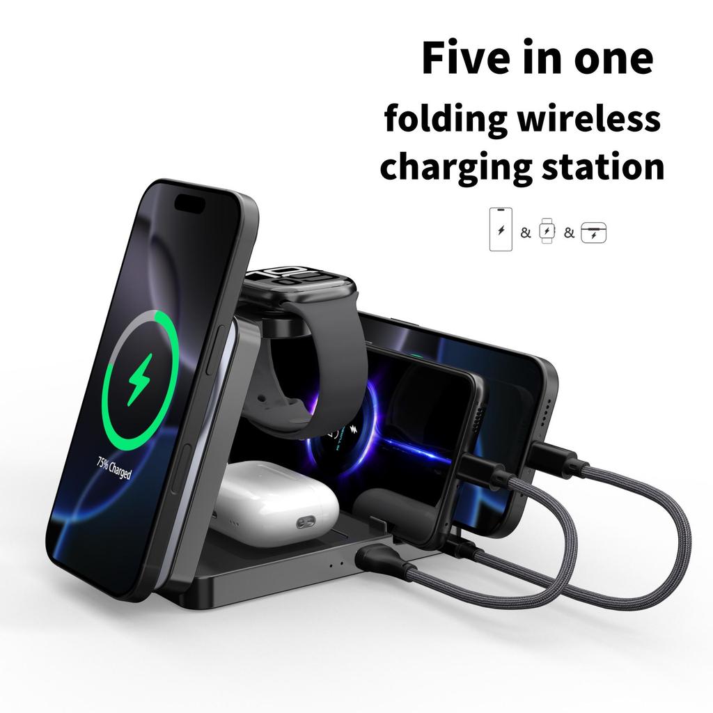 Magnetic Wireless Charger Stand for Phone, Watch & Earbuds - All-in-One Fast Charging Dock