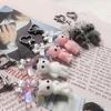 Cute Flocking Animal Keychain Cat Bear Doll Bowknot Pendant Keyring Accessories