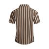Summer Men's Fashion Striped Loose Short Sleeve Shirt Casual Breathable Lapel Button Shirts Soft and Comfortable Linen Blouse