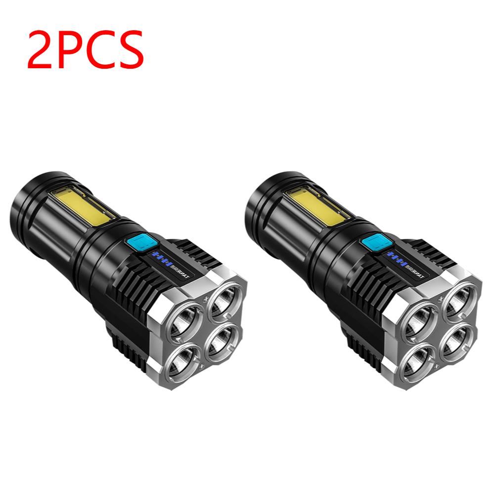 High Power LED Flashlights Camping Torch With 4 Lamp Beads And COB Side Light Rechargeable Portable Hand Lantern 4 Lighting Mode
