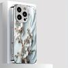 Light  White Gilded Flower Pattern Electroplated Silver Tempered Glass New Phone Case for iPhone 17 16 15 14 13 12 11 etc