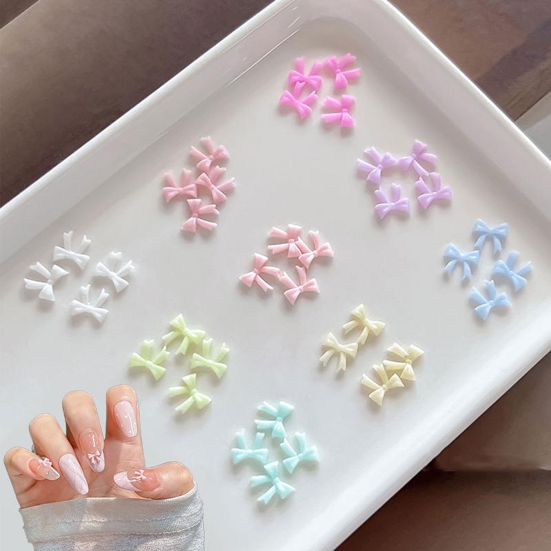 50Pcs Mixed Mini Bow Nail Art Charms 3D Bowknot Tie Parts Nail Art Decoration Ribbon Nail Accessories For Diy Manicure Salon