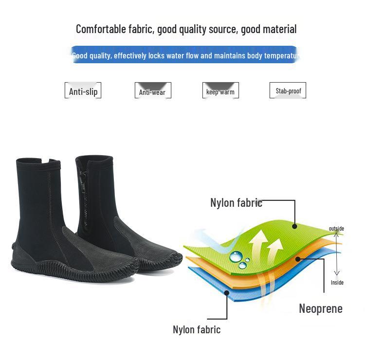 Diving Boots: 5MM Non-Slip, Wear-Resistant for Beach, Surfing, River, Snorkeling, and Rescue