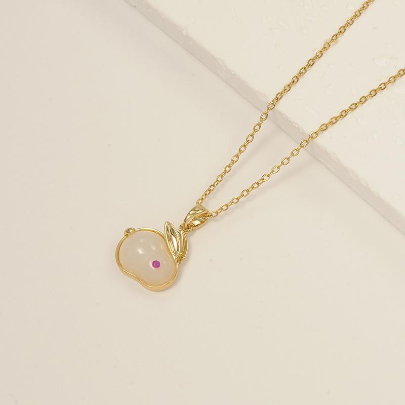 New Fashion Jade Rabbit Year Clavicle Chain Pendant Necklace Tiny Animal Models Christmas Girl Friend Gift