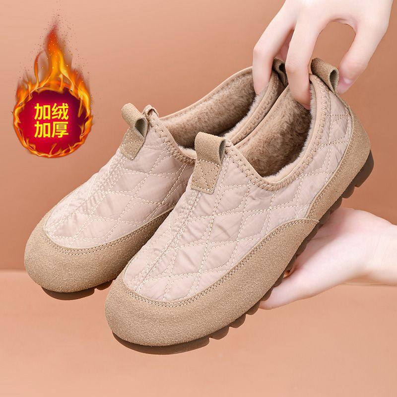 

Зима 2025 старые северные тканевые туфли женские хлопковые туфли с утолщенной теплой легкой нескользящей подошвой туфли для мамы плоские ботинки 36