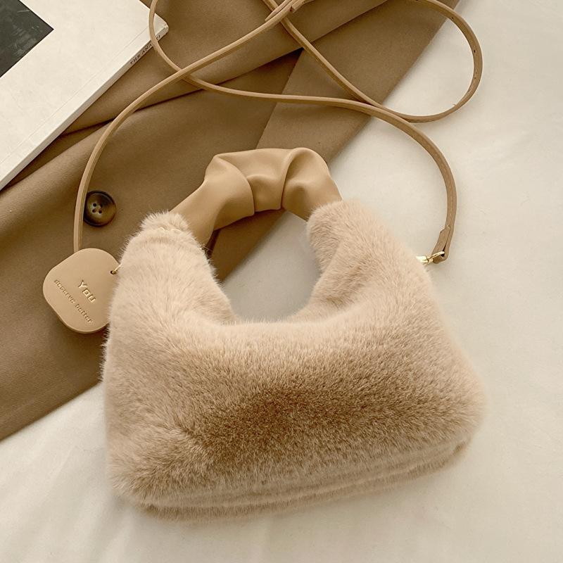 Bolsa de pelúcia de fada popular nova bolsa de mão de inverno bolsa de pelúcia fofa para mulheres bolsa de ombro transversal