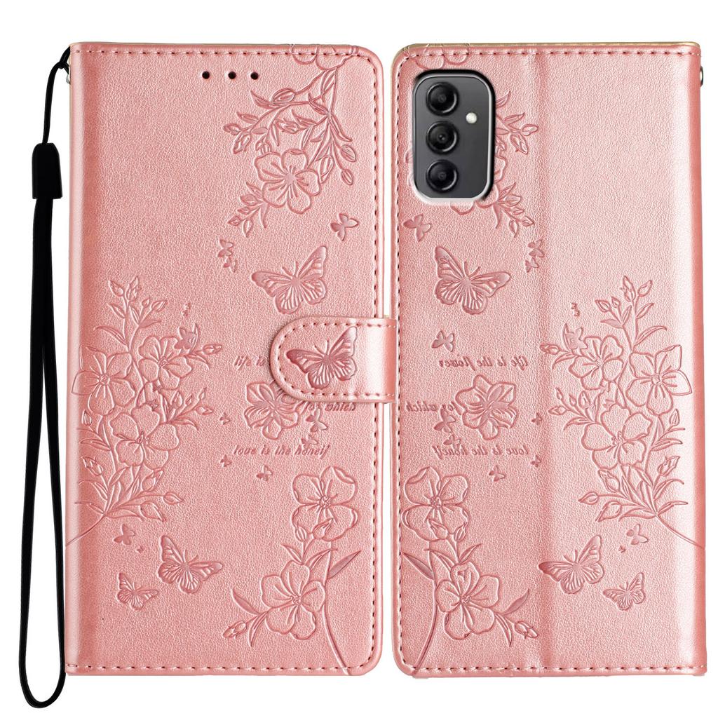 Für Samsung Galaxy A14 5G Handyhülle Schmetterling Floral Prägung Leder Flip Cover mit Brieftasche