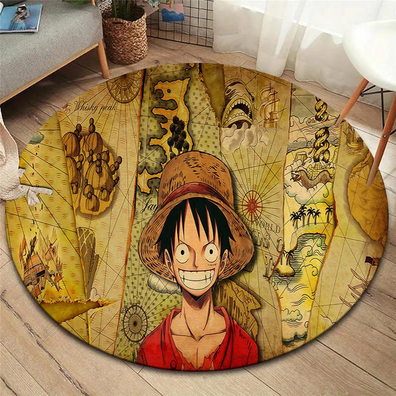 One Piece Monkey D Luffy Round Area Rug Carpet Rug For Living Room Bedroom Sofa Playroom Decor Nonslip Floor Mat