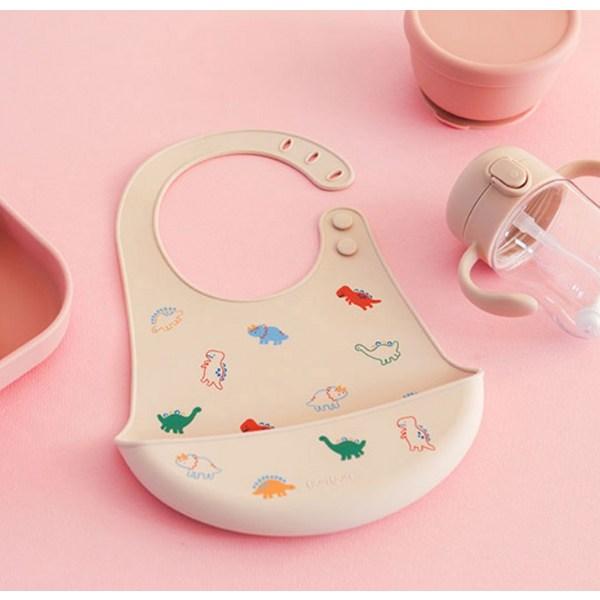 Daily Like Bonbon Silicone Bib 2-piece Set, 08 Baby Dino, 09 Universe, 1 Set