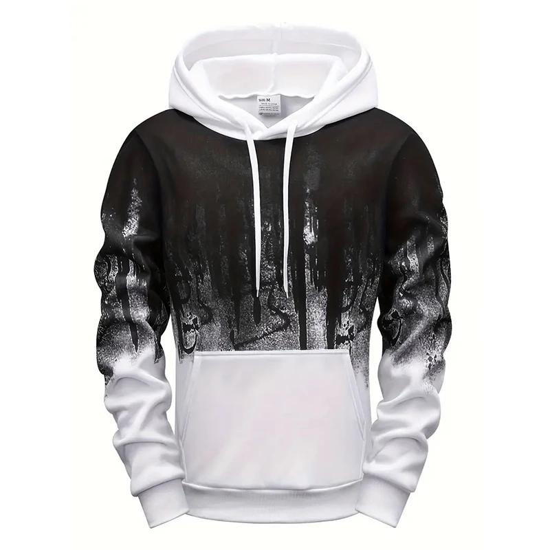 Men Splatter Hoodies Fall Winter Streetwear Outdoor Casual Sports Hooded Sweatshirt Comfort Budget Athleisure Men's Clothes