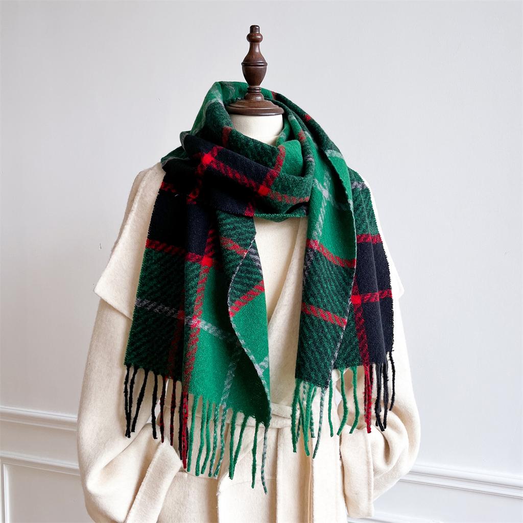 Luxury Winter Plaid Scarf for Women Men British Style Cashmere Scarves With Tassel  Female Winter Warm Neck Scarf Acrylic Shawl