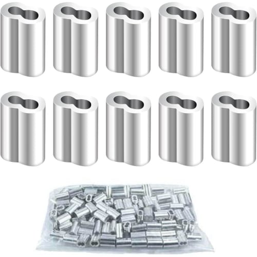 Ailenlan Wire Rope Sleeves, Wire Crimping Hardware, Aluminum Sleeves, 5mm, Eight-Shaped, Aluminum Clamp Tube, Aluminum Alloy, for Wire Rope, Crimping