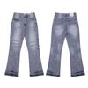 Mens High Street Graffiti Jeans Vintage Washed Slightly Flared Long Pants