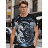Estilo Animação Digital 3D Padrão Dragão Rugindo Gola Redonda Manga Curta Camiseta Moda Cool Masculina Verão Streetwear Tops