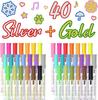 Shuttle Art Outline 40 Double Line Color Metallic Bright Quick Border Decorative DIY Birthday Christmas Handwritten New Black Children Pens, Pieces,
