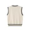 Unisex Retro Japanese Color Block V-neck Knit Vest, Basic Loose Sleeveless Sweater, Versatile Niche Style