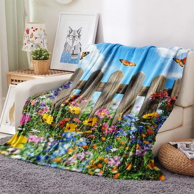 Blumenmuster Flanelldecke, Hohe Qualität, Bequem für alle Jahreszeiten, Heimdekoration, Wärme und Komfort, Perfekt für Weihnachtsgeschenke