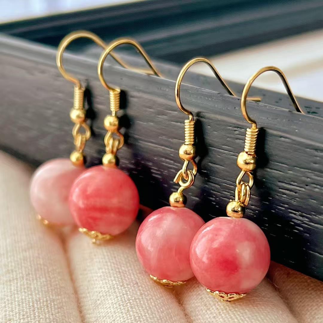 Vintage Peach Pink Quartzite Earrings Earrings