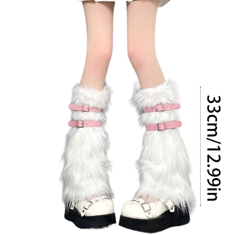 Womens Costume Buckle Faux Furs Warm Fuzzy Leg Warmers/Boot Sleeves/Boot Covers