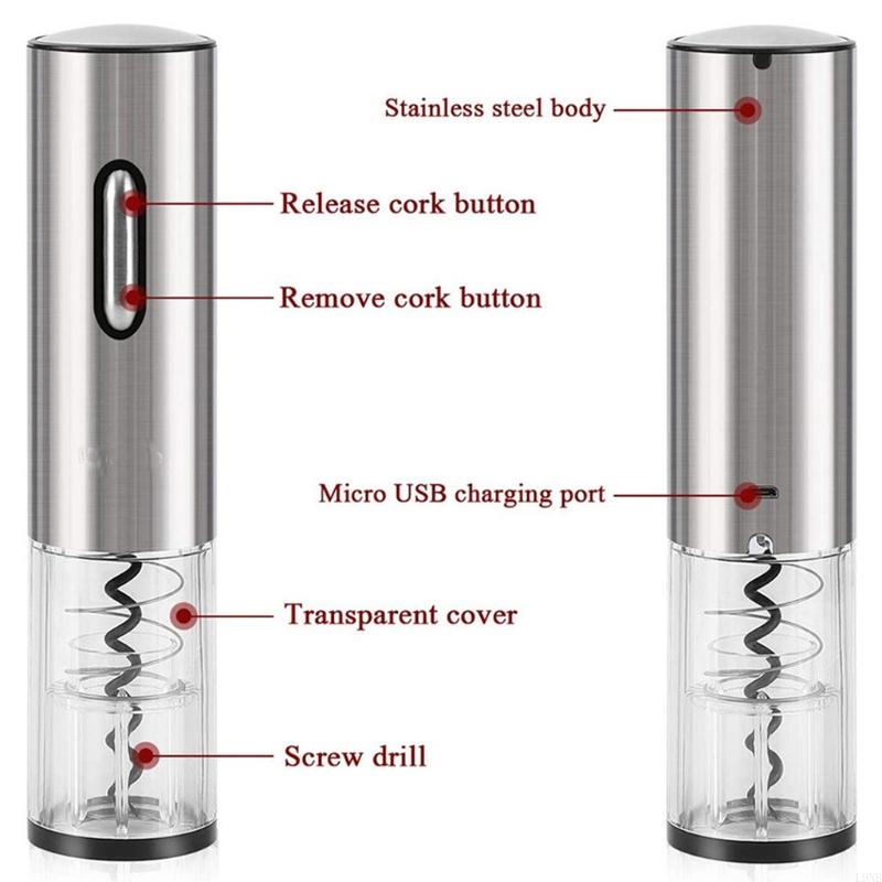  4 In 1 Electric Red Wine Bottle Opener Automatic Corkscrew Foil Cutter USB Cable Kitchen Accessories Gadgets Gift