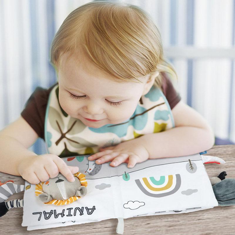 Cartoon Visual Gray White Tail Cloth Book Baby Early Education Three-dimensional Cognitive Puzzle Toy