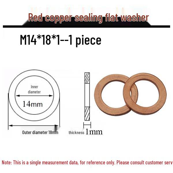 Annealed Red Copper Gasket Washer Pad for Sealing Fastener, M4-M34